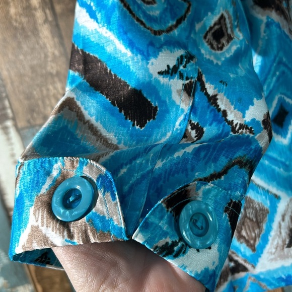 Investments Petites 4P blue shiny 3/4 blazer jacket - Picture 15 of 16